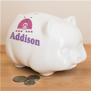 Ceramic Ladybug Personalized Piggy Bank