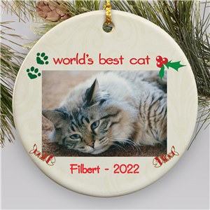Personalized Ceramic Cat Photo Ornament