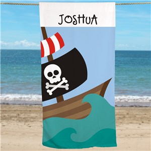 Pirate Ship Personalized Beach Towel