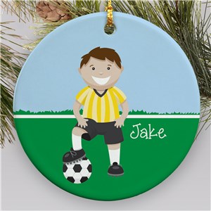 Personalized Boy Soccer Holiday Ornament
