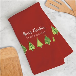 Personalized Christmas Tree Dish Towel