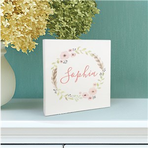 Personalized Flower Wreath 6x6 Table Top Sign