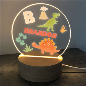 Personalized Dinosaur Round LED Sign