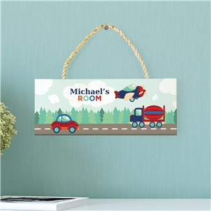 Personalized Boy's Room Car Rope Hanging Sign