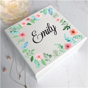 Personalized Floral Name Jewelry Box
