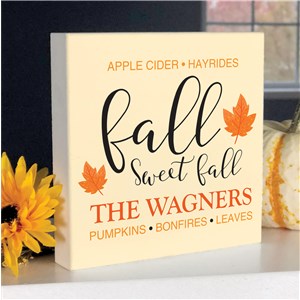 Personalized Fall Sweet Fall 6x6 Table Top Sign