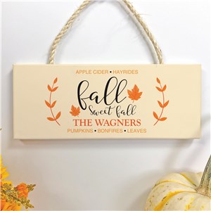 Personalized Fall Sweet Fall Rope Hanging Sign