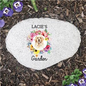 Personalized Floral Dog Flat Garden Stone