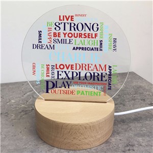 Personalized Boy Words Round Light Up Sign
