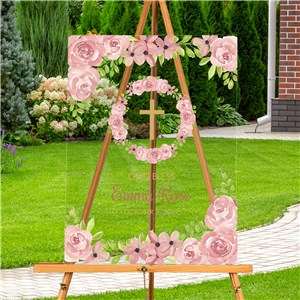 Personalized God Bless Floral Acrylic Sign