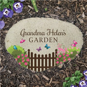 Personalized Flower Bushes with Gate Flat Garden Stone