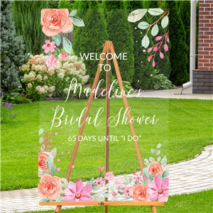 Personalized Floral Bridal Shower Days Acrylic Sign