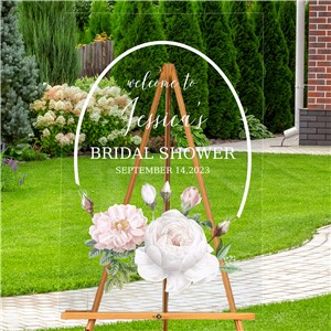 Personalized White Floral Bridal Shower Acrylic Sign