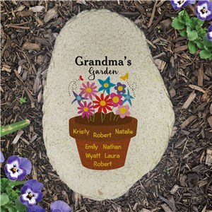 Personalized Grandma's Garden Flower Pot Flat Garden Stone