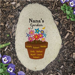 Personalized Nana's Garden Flower Pot Flat Garden Stone