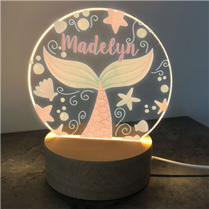 Personalized Mermaid Tail Round Light Up Sign