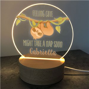 Personalized Feeling Cute Sloth Round Light Up Sign