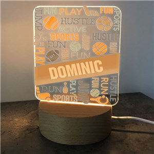 Personalized Sports Static Word Art Square Light Up Sign
