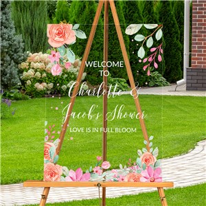 Personalized Coral & Pink Florals Acrylic Sign