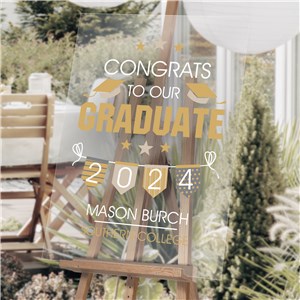Personalized Gold and Grays Graduate Acrylic Sign