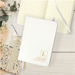 Personalized Initial In  Box with Flower Small Leatherette Notebook