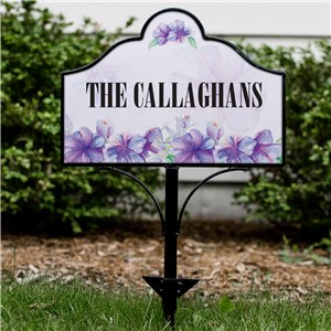 Personalized Purple Floral Magnetic Sign