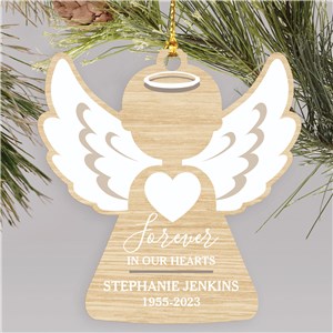Personalized Forever in Our Hearts Wood Ornament