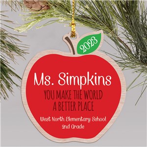 Personalized You Make the World a Better Place Wood Ornament