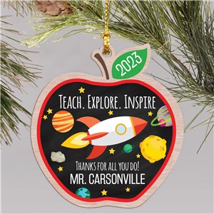 Personalized Space Apple Wood Ornament
