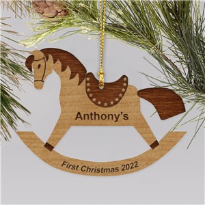 Personalized Rocking Horse Wood Christmas Ornament